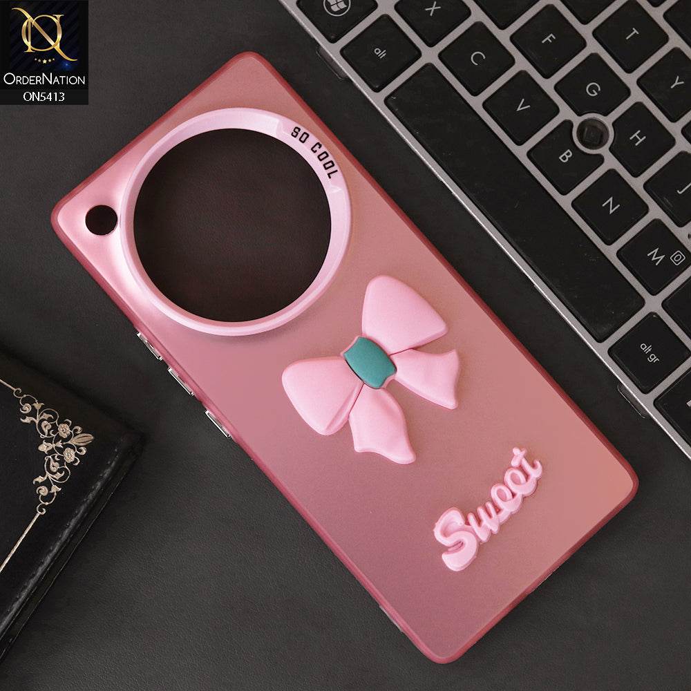Infinix Zero 40 4G Cover - Pink - New Matte Color Gradient Shine With Cute 3D Bow Knot Soft Borders Protective Case - Futurestore.pk