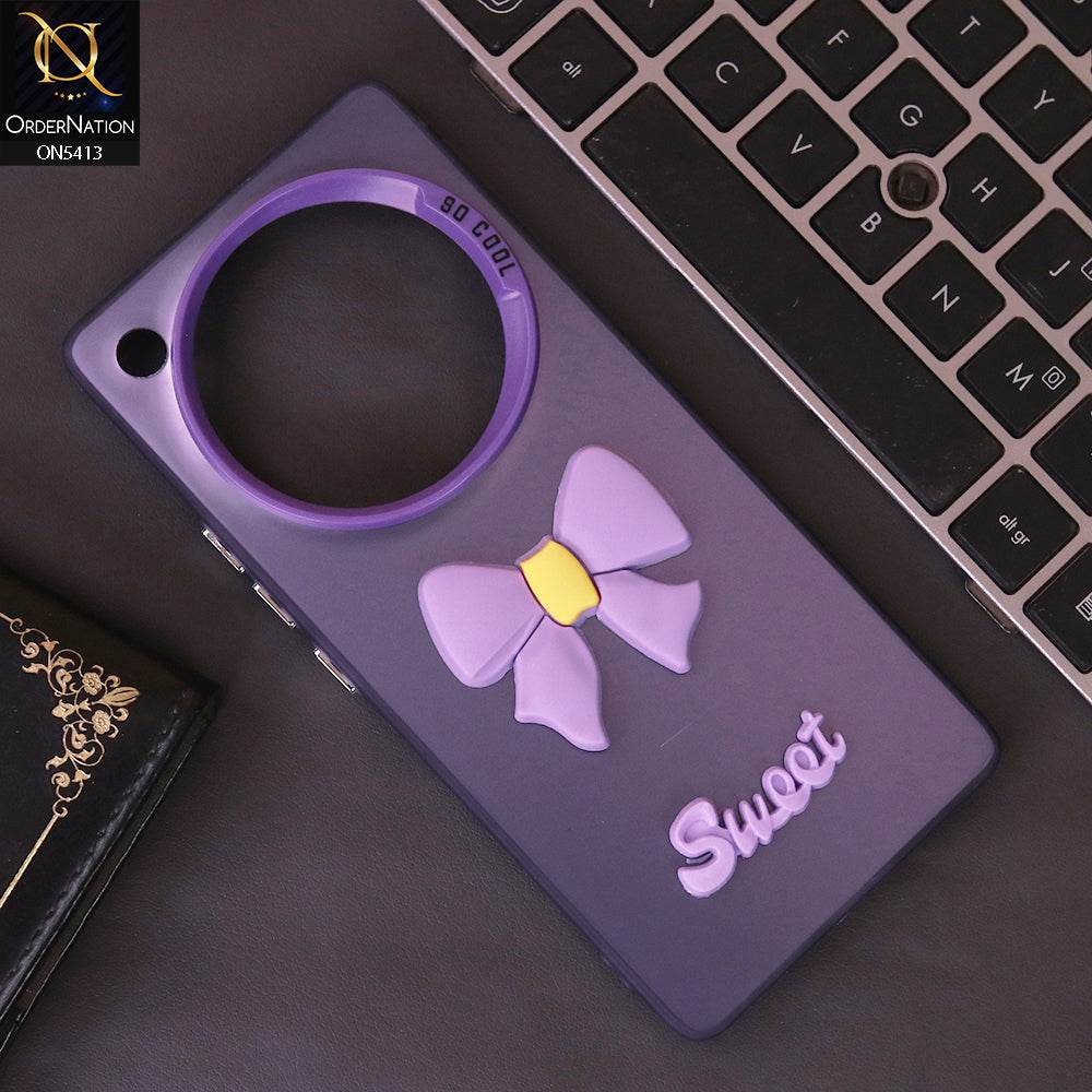 Infinix Zero 40 4G Cover - Purple - New Matte Color Gradient Shine With Cute 3D Bow Knot Soft Borders Protective Case - Futurestore.pk