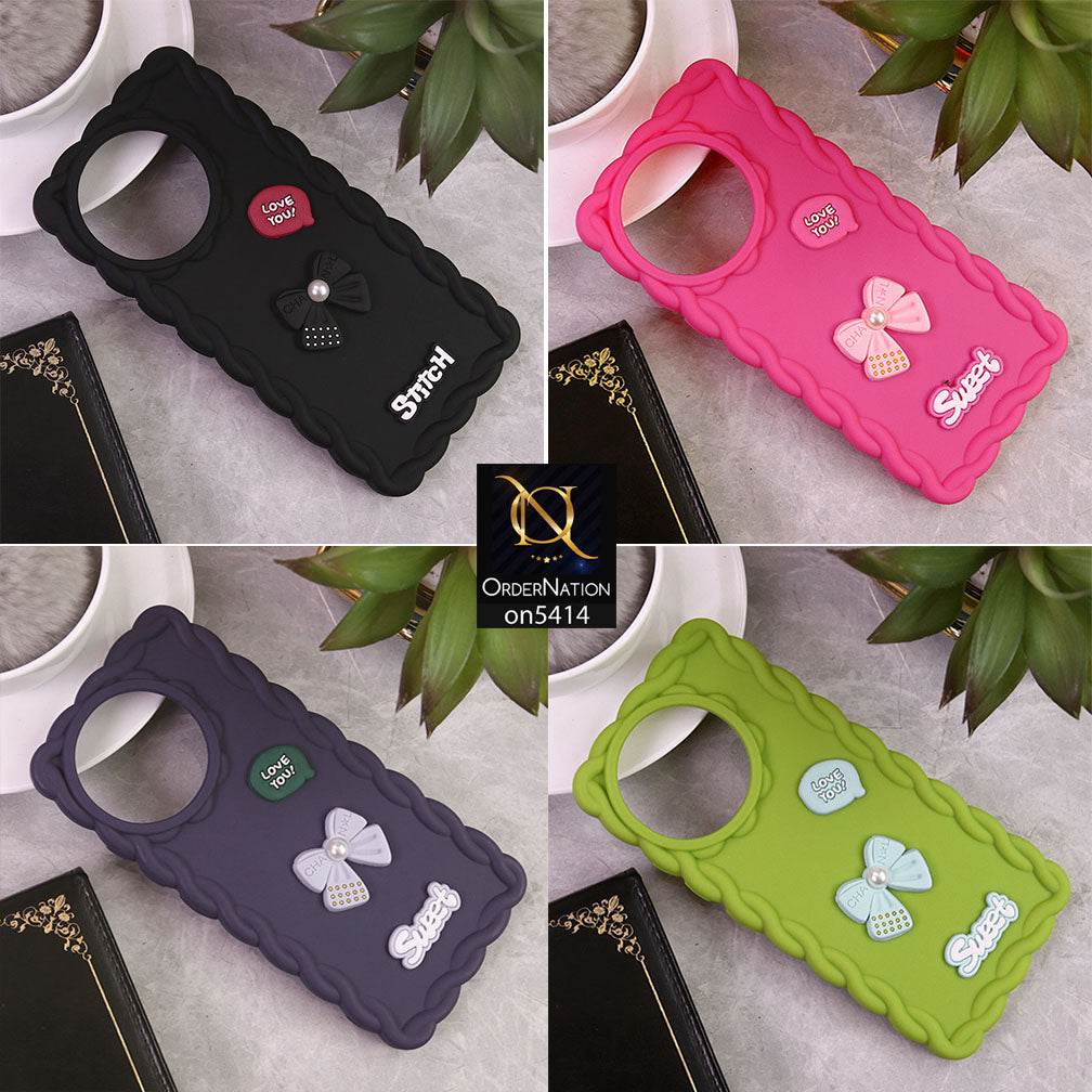 Infinix Zero 40 4G Cover - Pink - Braid Style Borders Sweet Bow Knot Soft Silicone Case - Futurestore.pk