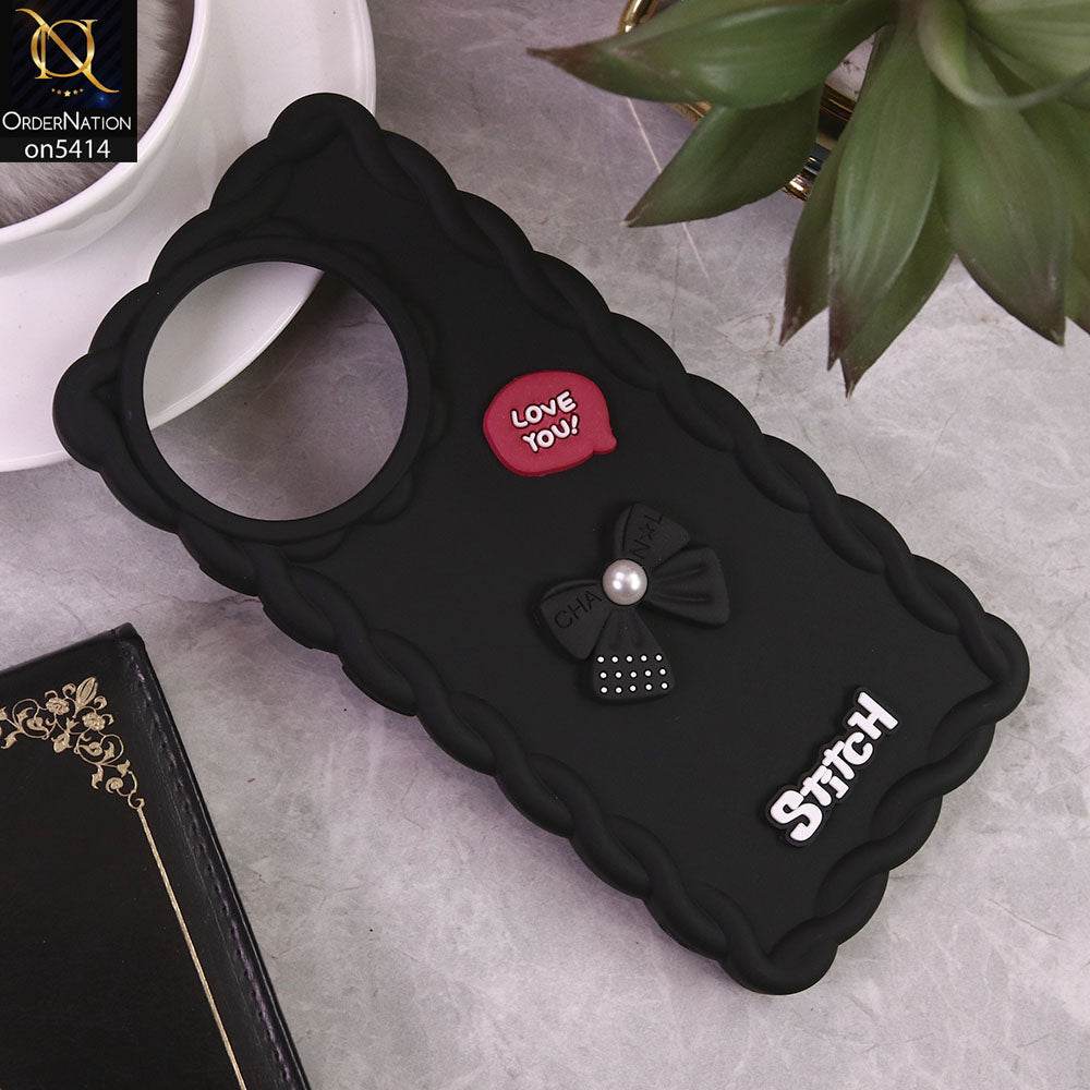 Tecno Spark 30 Pro Cover - Black - Braid Style Borders Sweet Bow Knot Soft Silicone Case - Futurestore.pk