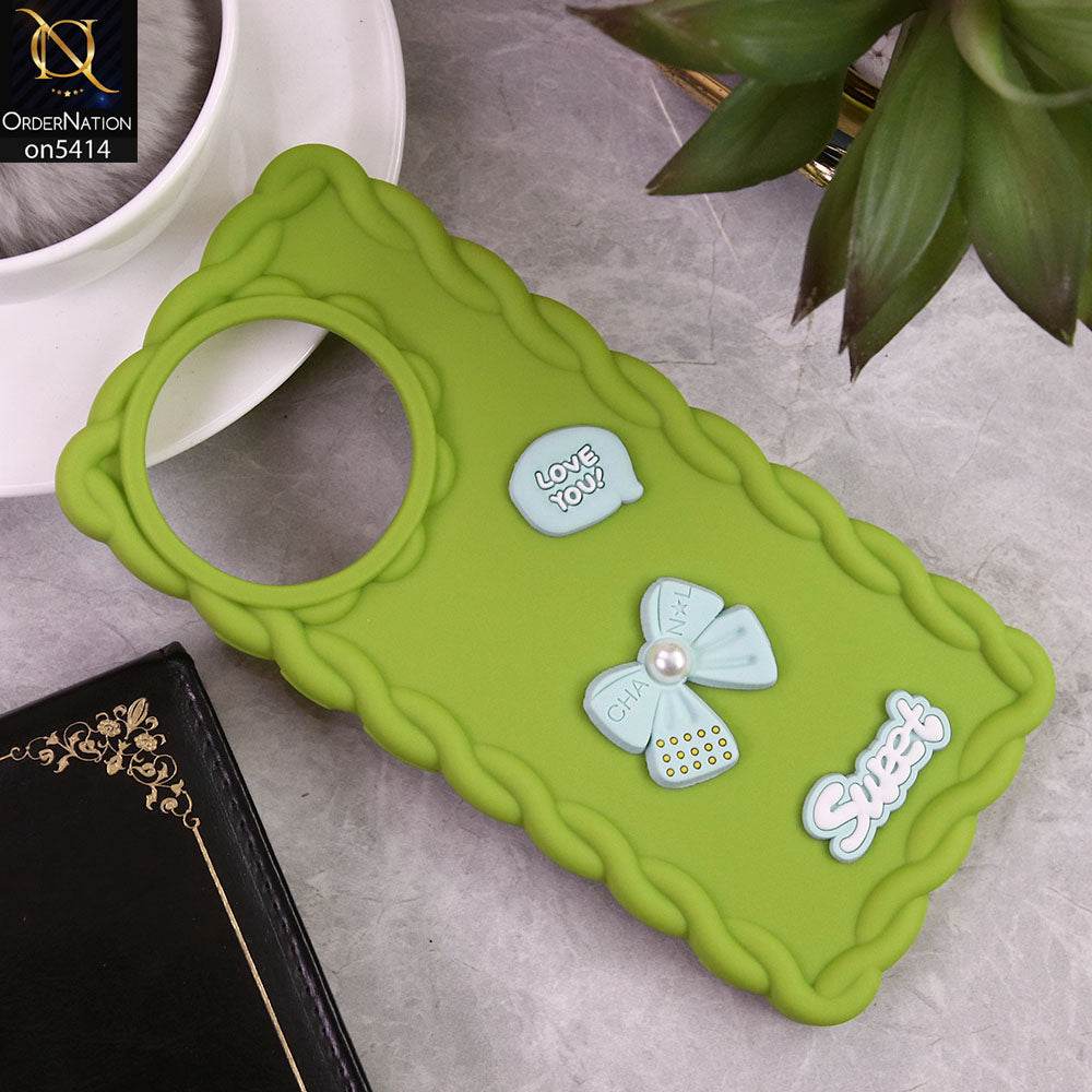 Tecno Spark 30 Pro Cover - Green - Braid Style Borders Sweet Bow Knot Soft Silicone Case - Futurestore.pk