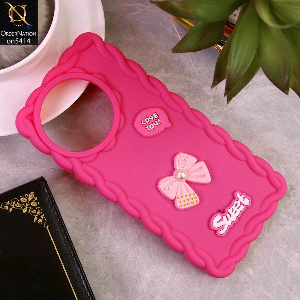 Tecno Spark 30 Pro Cover - Pink - Braid Style Borders Sweet Bow Knot Soft Silicone Case - Futurestore.pk
