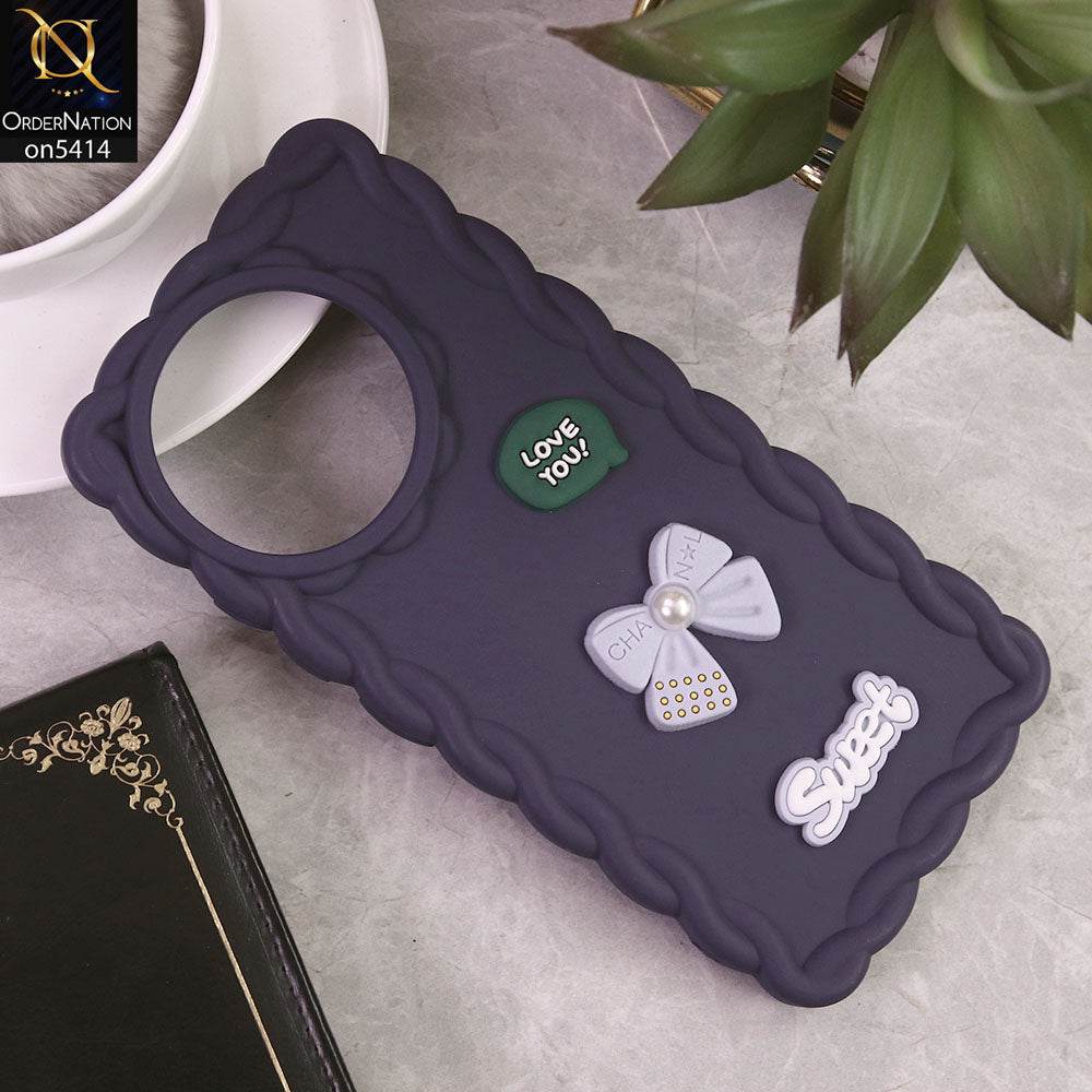 Tecno Spark 30 Pro Cover - Purple - Braid Style Borders Sweet Bow Knot Soft Silicone Case - Futurestore.pk