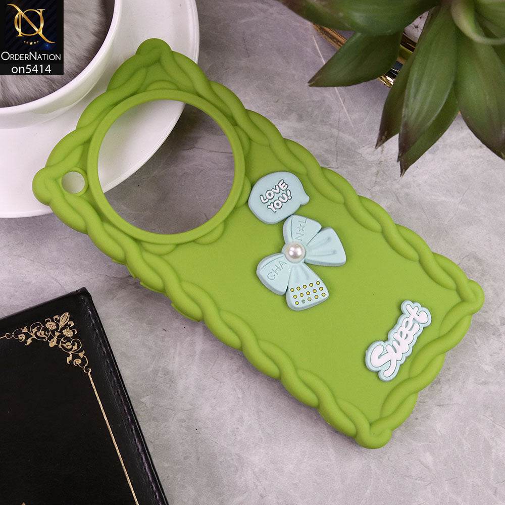 Infinix Zero 40 4G Cover - Green - Braid Style Borders Sweet Bow Knot Soft Silicone Case - Futurestore.pk