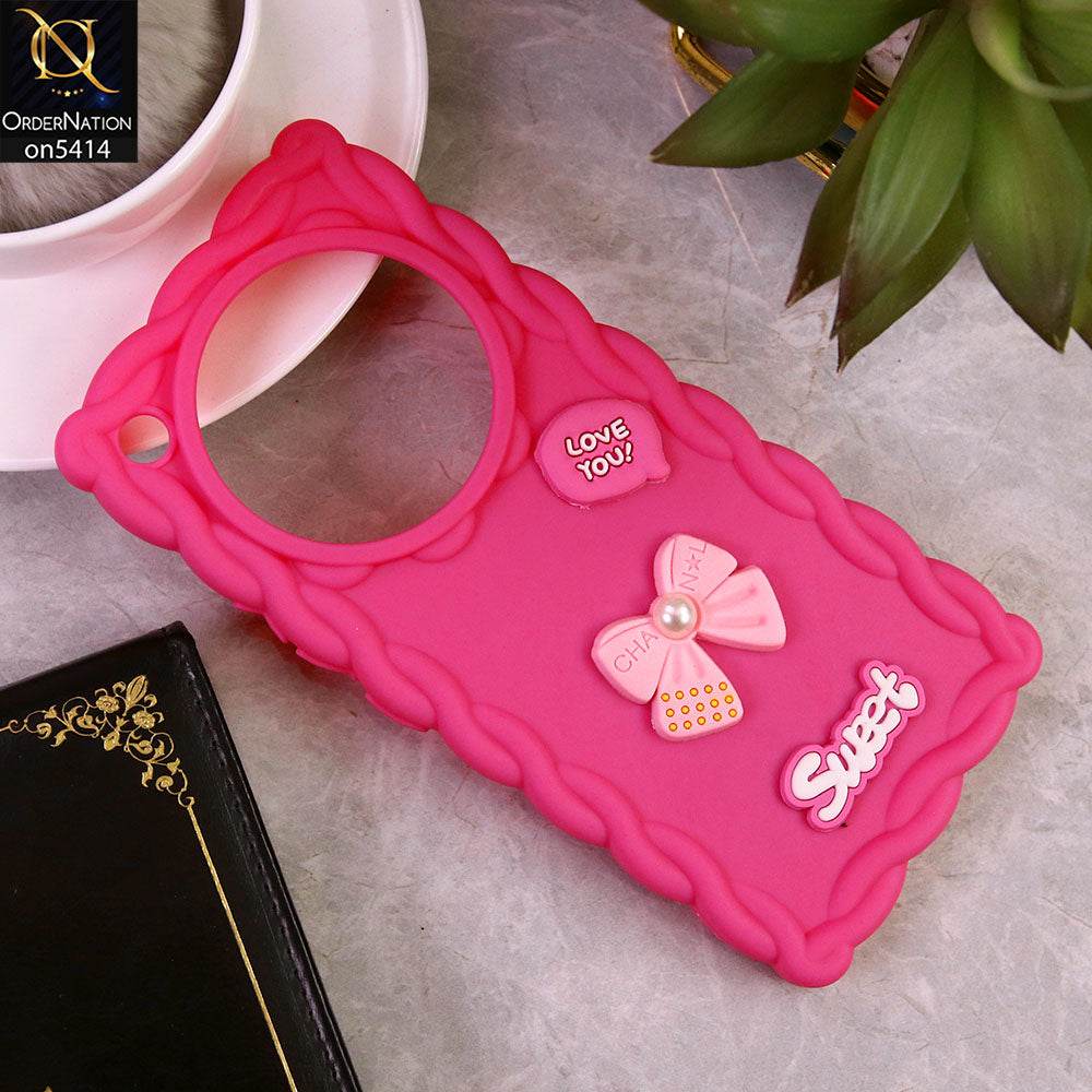 Infinix Zero 40 4G Cover - Pink - Braid Style Borders Sweet Bow Knot Soft Silicone Case - Futurestore.pk
