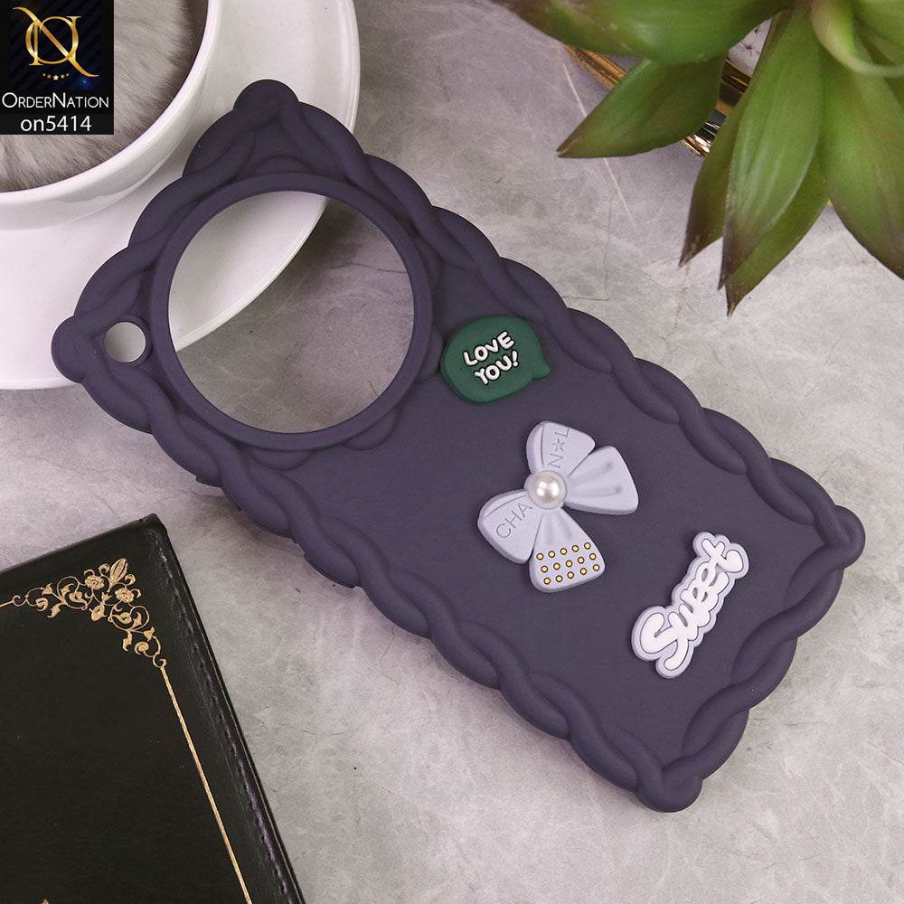 Infinix Zero 40 4G Cover - Purple - Braid Style Borders Sweet Bow Knot Soft Silicone Case - Futurestore.pk