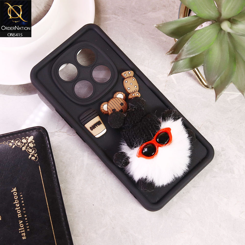 Xiaomi Redmi Note 14 Pro 4G Cover - Black -  Cute 3D Cartoon Coffee Soft Silicon Case With Camera Protection