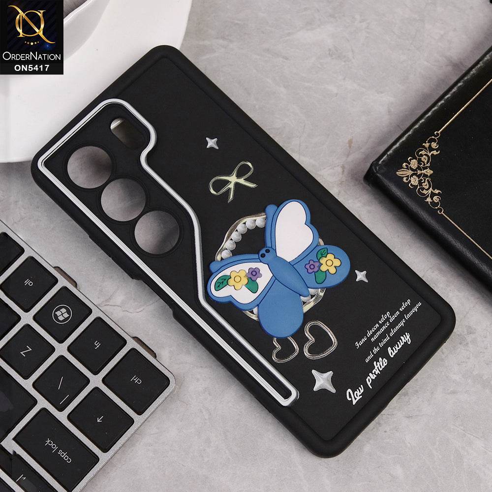 Tecno Camon 40 Cover - Black - D1 - New Soft Silicone Case With Cute 3D Butterfly Soft Borders With Camera Protection Soft Case - Futurestore.pk