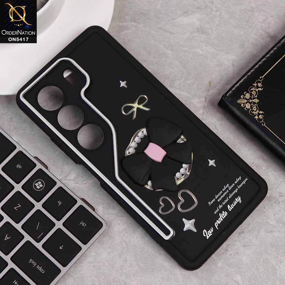 Tecno Camon 40 Cover - Black - New Soft Silicone Case With Cute 3D Bow Knot Soft Borders With Camera Protection Soft Case - Futurestore.pk