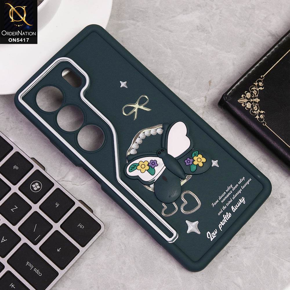 Tecno Camon 40 Cover - Green - New Soft Silicone Case With Cute 3D Butterfly Soft Borders With Camera Protection Soft Case - Futurestore.pk