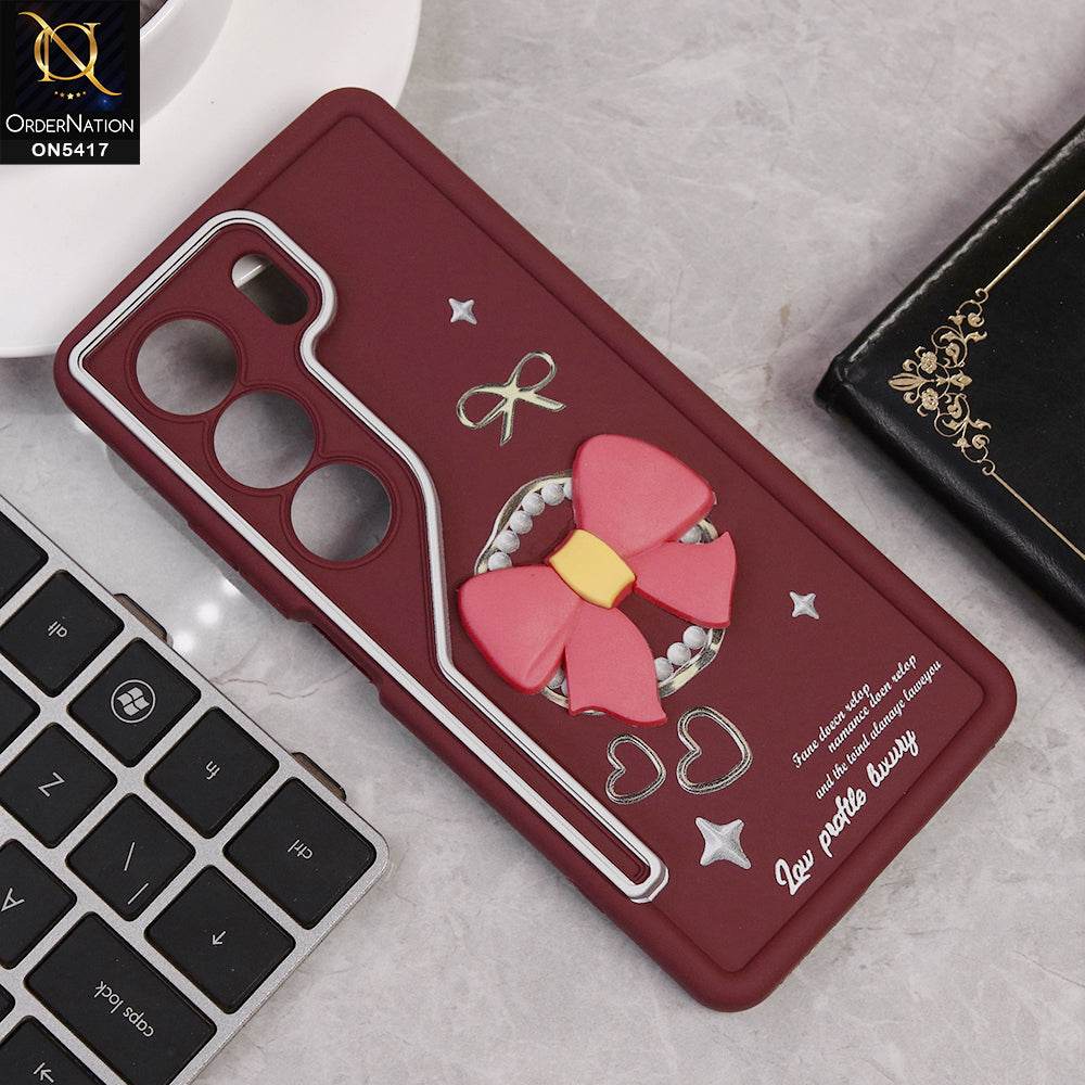 Tecno Camon 40 Cover - Red - New Soft Silicone Case With Cute 3D Bow Knot Soft Borders With Camera Protection Soft Case - Futurestore.pk
