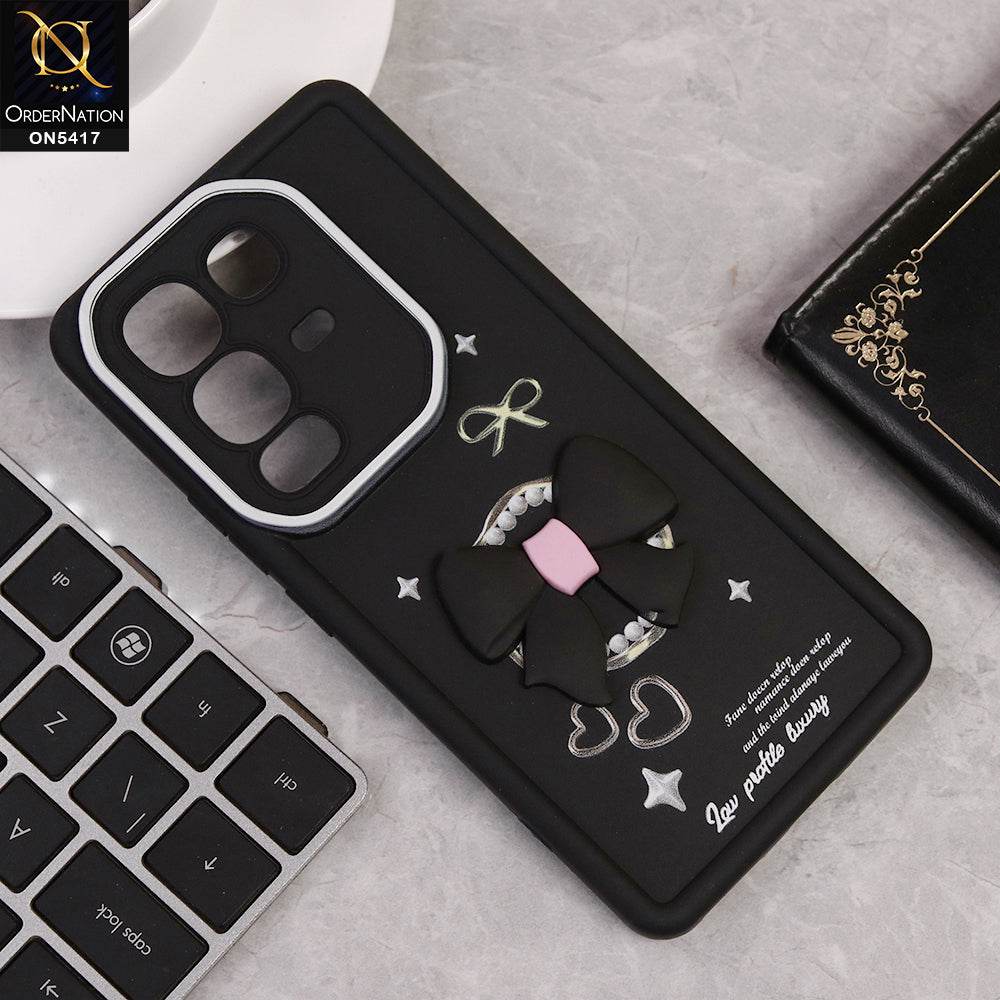 Infinix Note 50 4G Cover - Black - New Soft Silicone Case With Cute 3D Bow Knot Soft Borders With Camera Protection Soft Case - Futurestore.pk