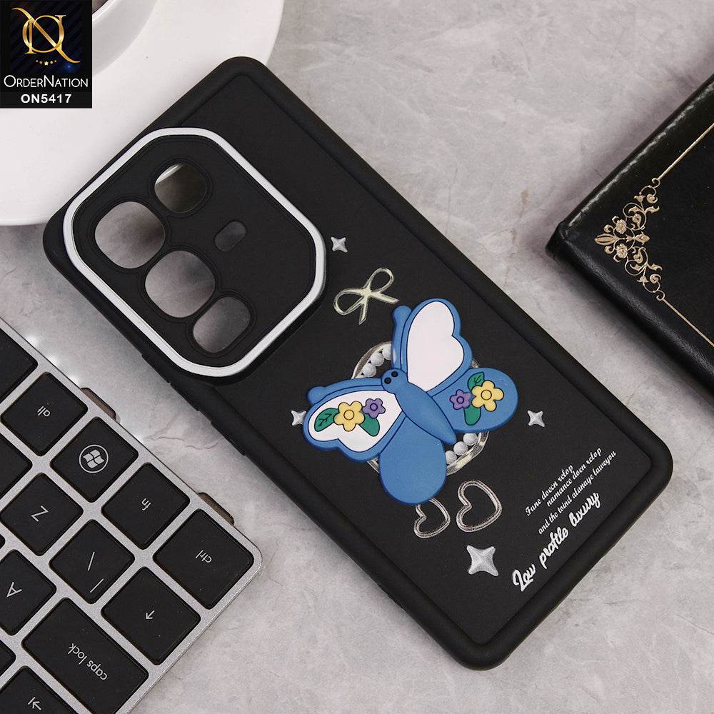Infinix Note 50 4G Cover - Black - D1 - New Soft Silicone Case With Cute 3D Butterfly Soft Borders With Camera Protection Soft Case - Futurestore.pk