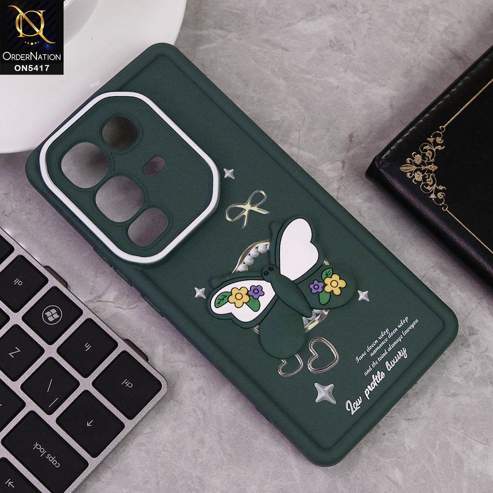 Infinix Note 50 Pro 4G Cover - Green - New Soft Silicone Case With Cute 3D Butterfly Soft Borders With Camera Protection Soft Case - Futurestore.pk