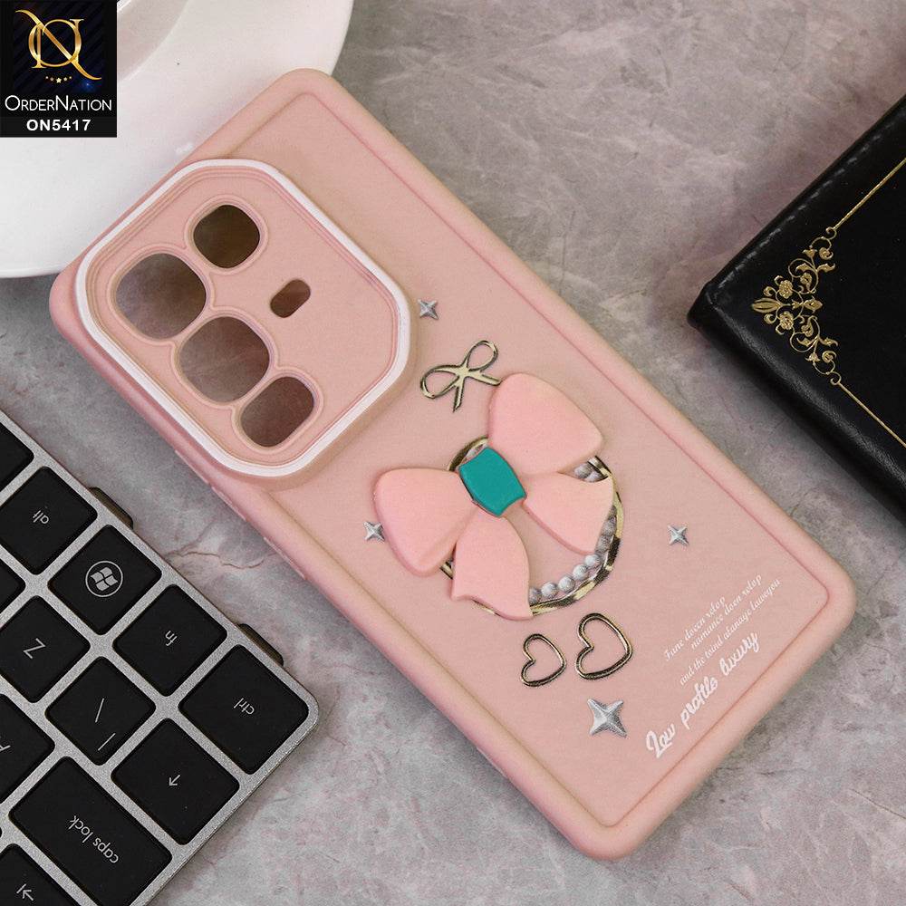Infinix Note 50 4G Cover - Light Pink - New Soft Silicone Case With Cute 3D Bow Knot Soft Borders With Camera Protection Soft Case - Futurestore.pk