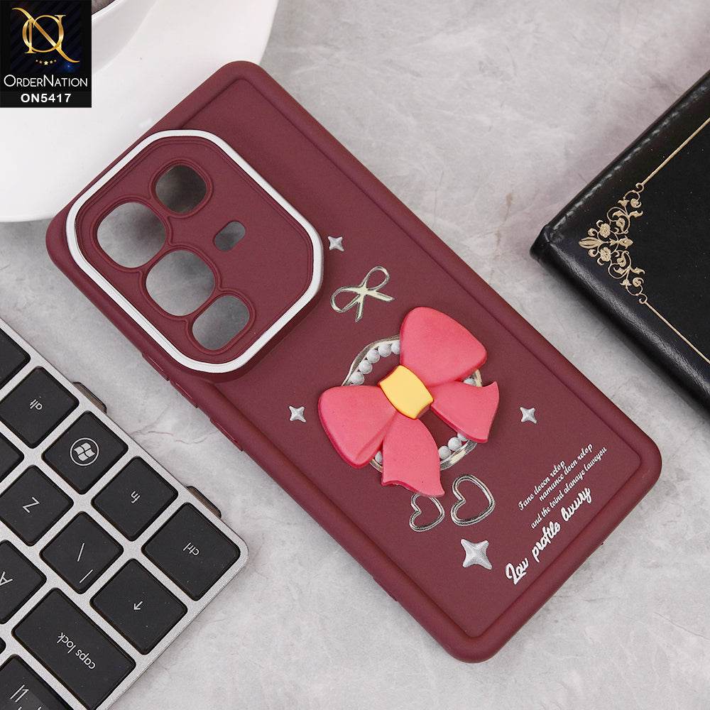 Infinix Note 50 4G Cover - Red - New Soft Silicone Case With Cute 3D Bow Knot Soft Borders With Camera Protection Soft Case - Futurestore.pk