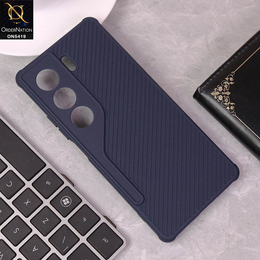Tecno Camon 40 Cover - Blue - New Carbon Fiber Texture Case With Camera Protection Soft Case