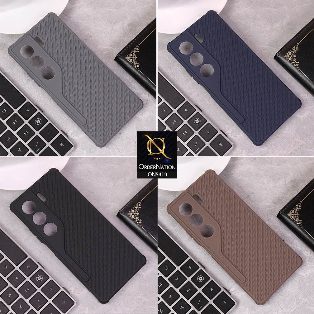 Tecno Camon 40 Cover - Gray - New Carbon Fiber Texture Case With Camera Protection Soft Case