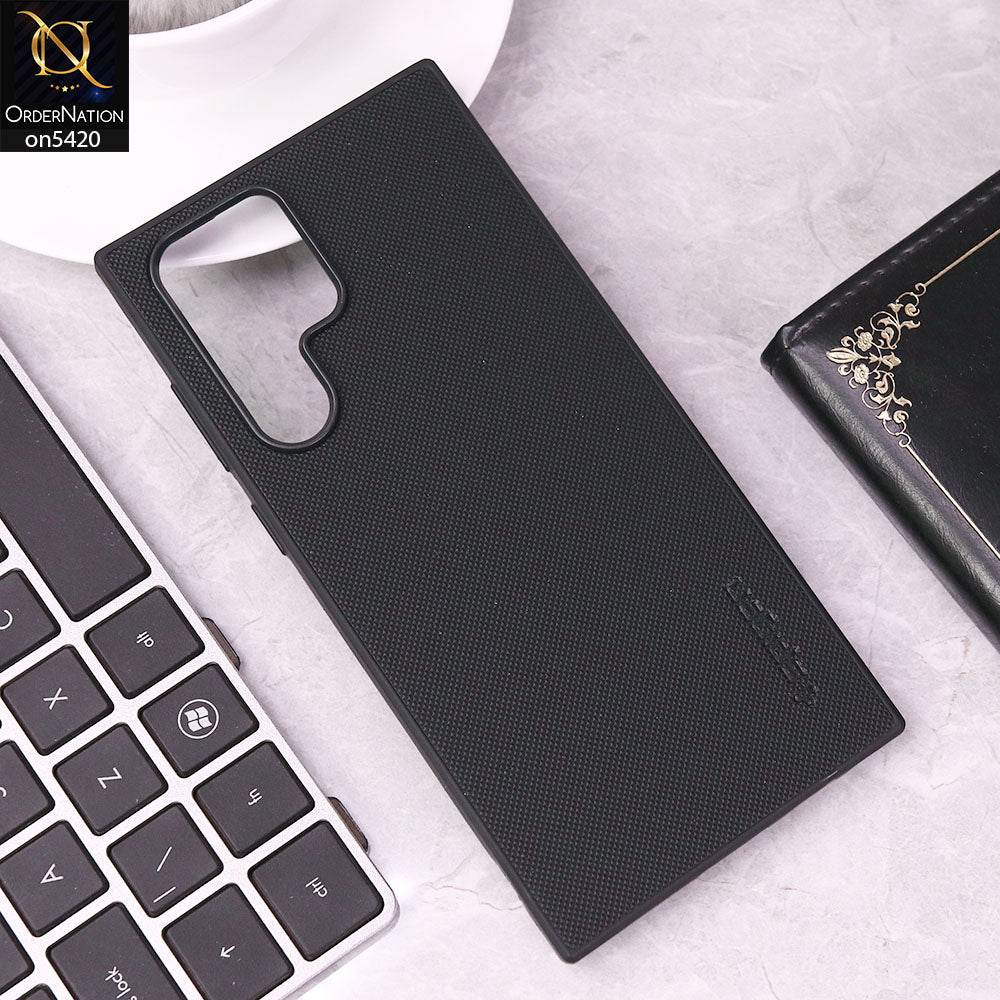 Samsung Galaxy S25 Ultra Cover - Black - New Dotted Leather Texture Soft Borders Case