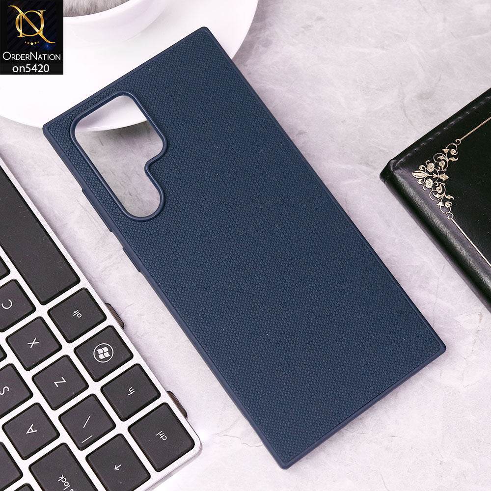 Samsung Galaxy S25 Ultra Cover - Blue - New Dotted Leather Texture Soft Borders Case