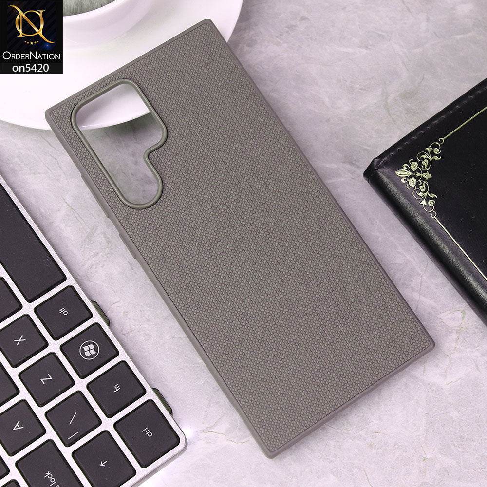 Samsung Galaxy S25 Ultra Cover - Gray - New Dotted Leather Texture Soft Borders Case