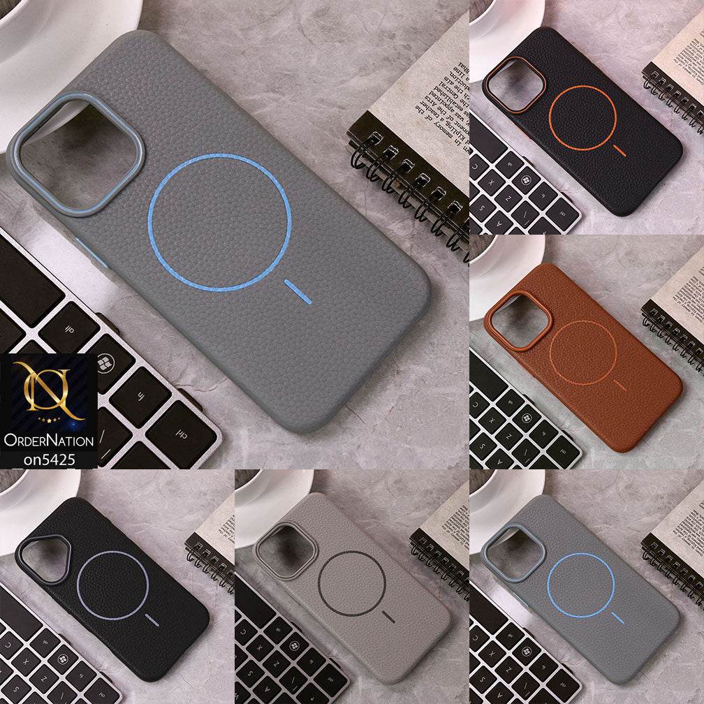 IPhone 16 Pro Max Cover - Black - New Leather Texture Case With Magsafe Wireless Charging Soft Border Case