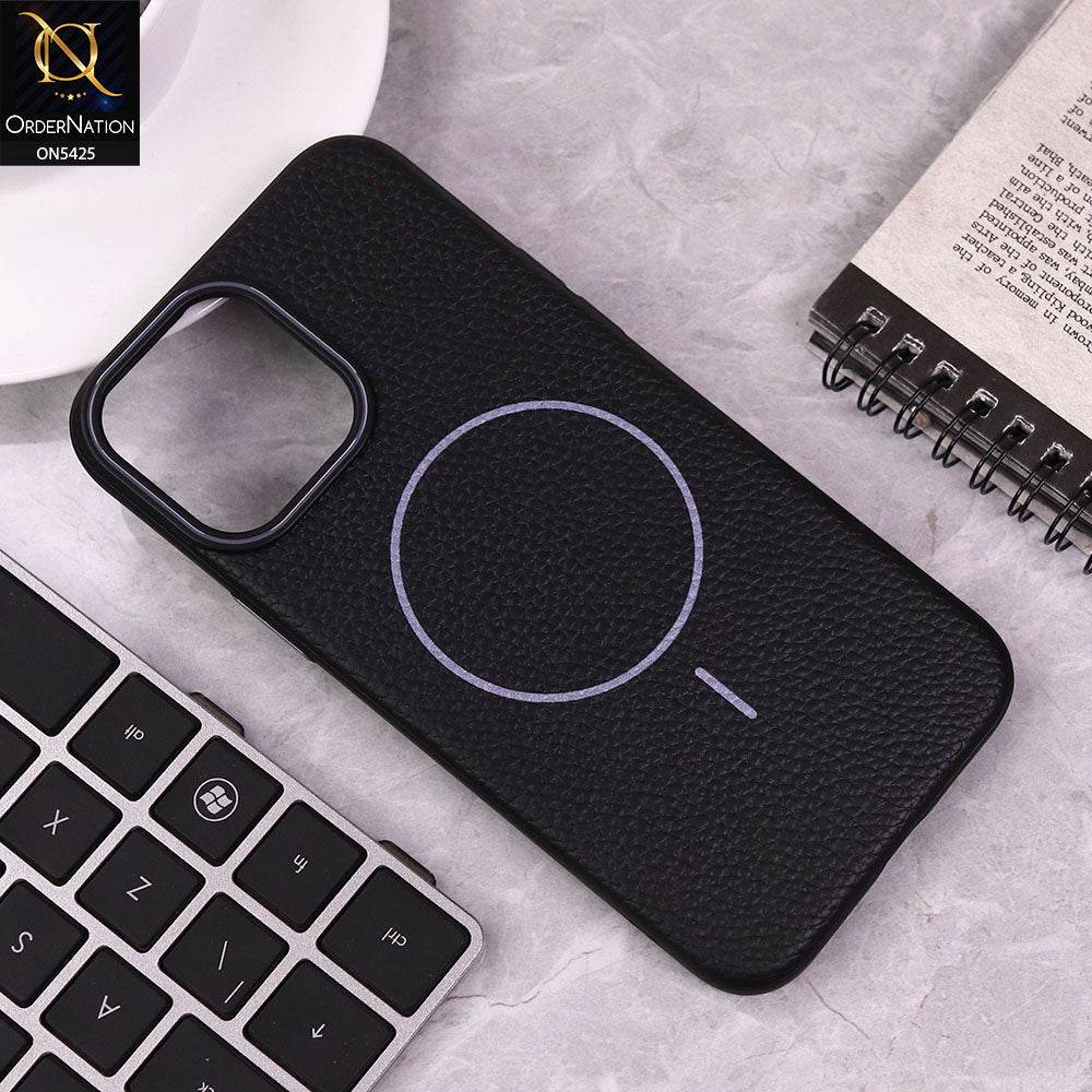 IPhone 16 Pro Max Cover - Purple - New Leather Texture Case With Magsafe Wireless Charging Soft Border Case