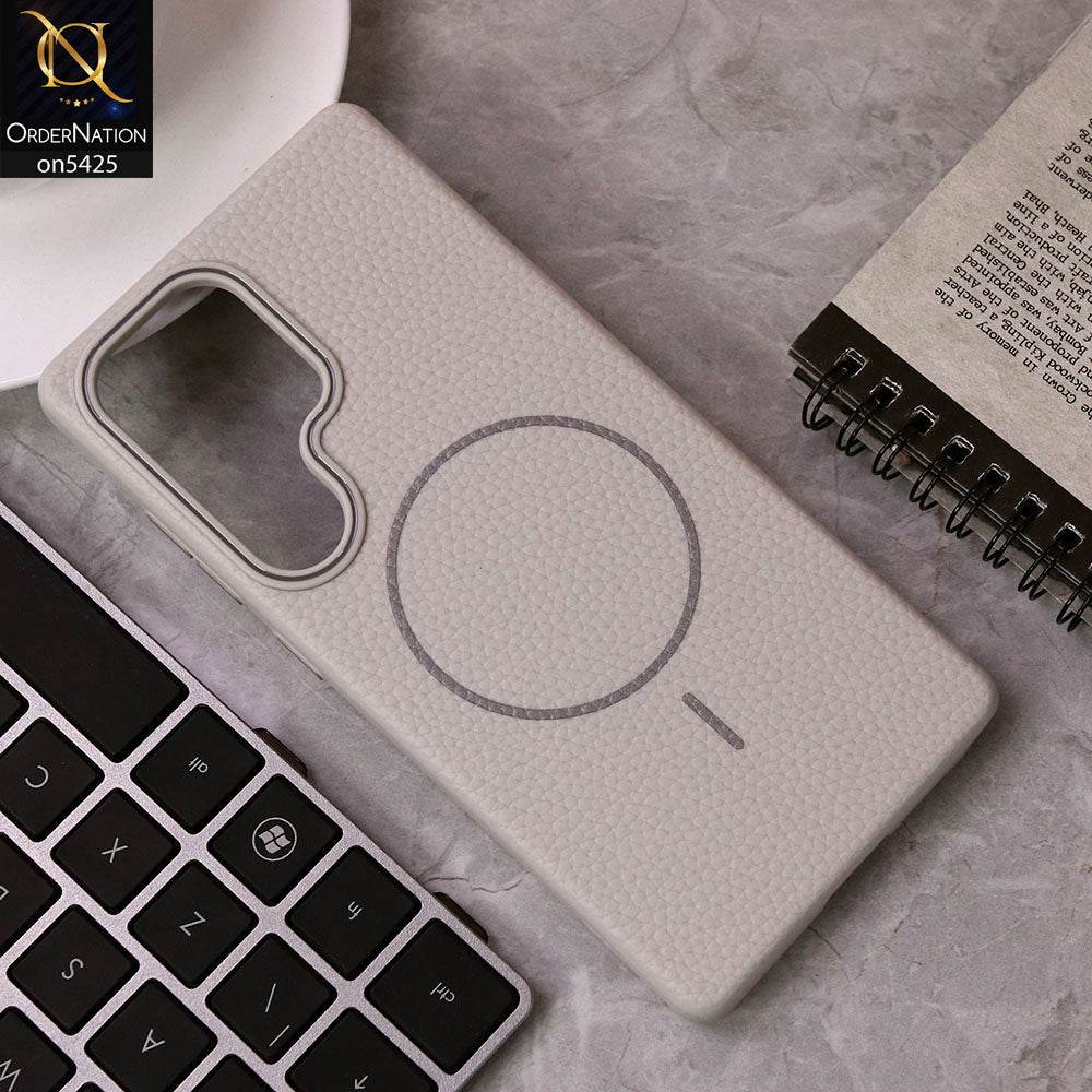 Samsung Galaxy S25 Ultra Cover - Black - New Leather Texture Case With Magsafe Wireless Charging Soft Border Case