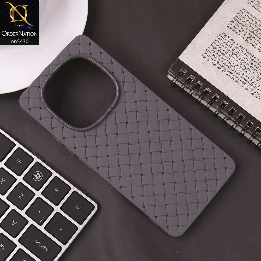 Xiaomi Redmi Note 14 Pro Plus 5G Cover - Gray - New Woven Design Leather Feel Soft TPU Case