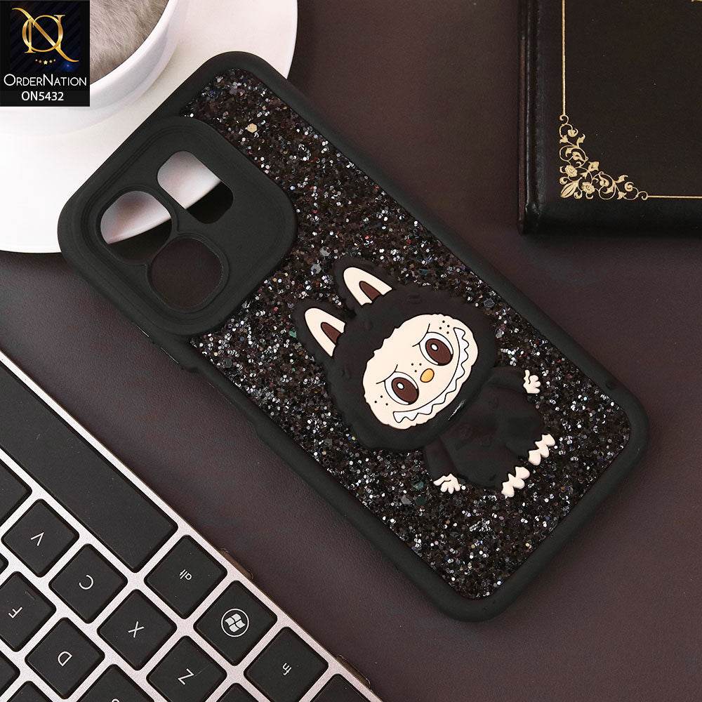 Infinix Smart 9 HD Cover - Black - Cute 3D Cartoon Soft Glitter Case - Futurestore.pk