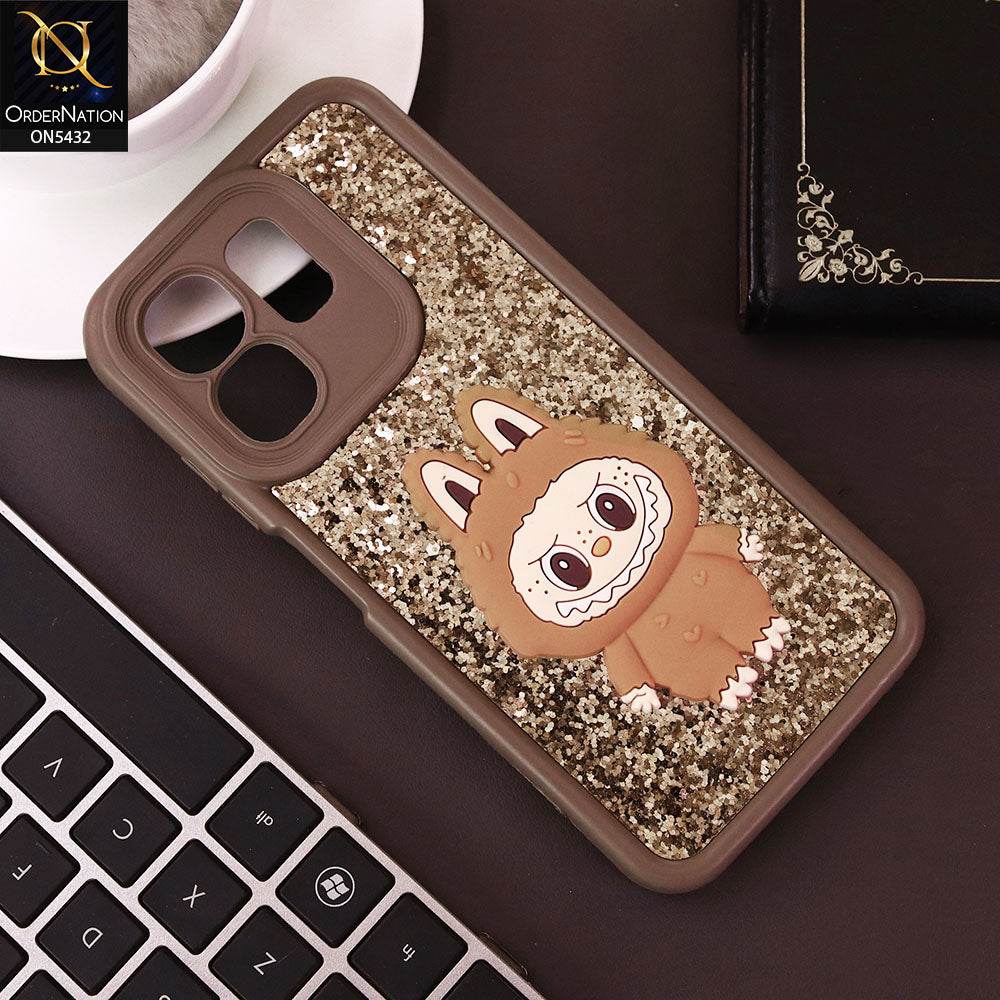 Infinix Smart 9 HD Cover - Brown - Cute 3D Cartoon Soft Glitter Case - Futurestore.pk