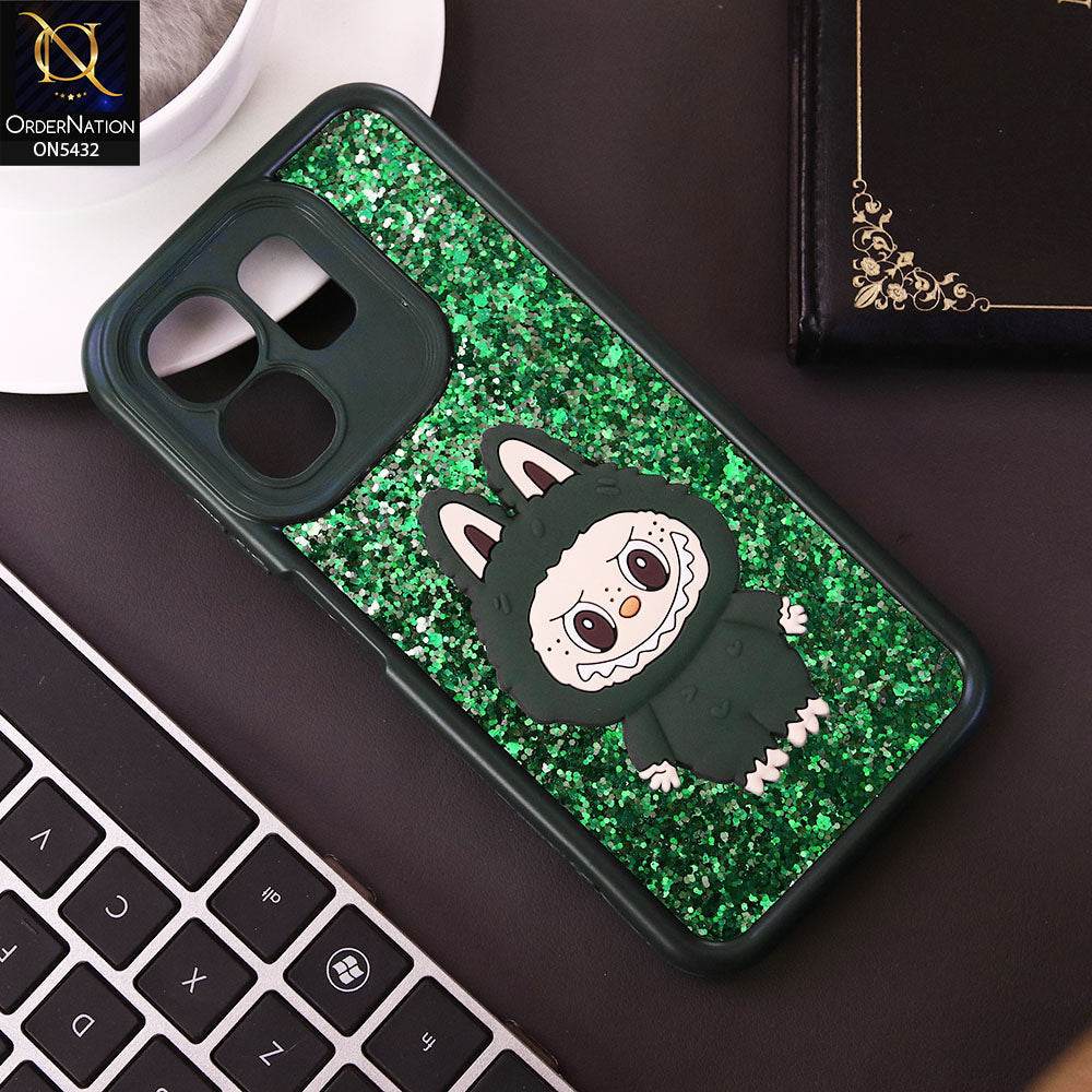 Infinix Smart 9 HD Cover - Dark Green - Cute 3D Cartoon Soft Glitter Case - Futurestore.pk