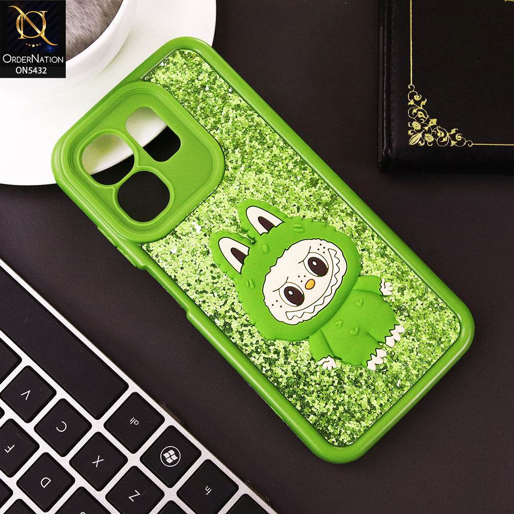 Infinix Smart 9 HD Cover - Light Green - Cute 3D Cartoon Soft Glitter Case - Futurestore.pk