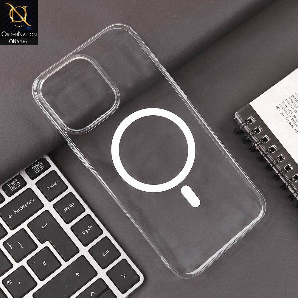 iPhone 16 Pro Max Cover - White - Ultra Thin HD Clear Hard PC Magsafe Case Magnetic Transparent Back Cover