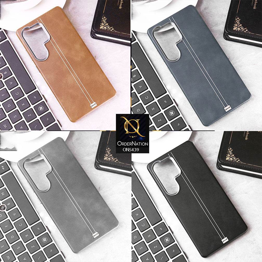 Samsung Galaxy S24 Ultra Cover - Brown -Premium Leather Liner Shell Case