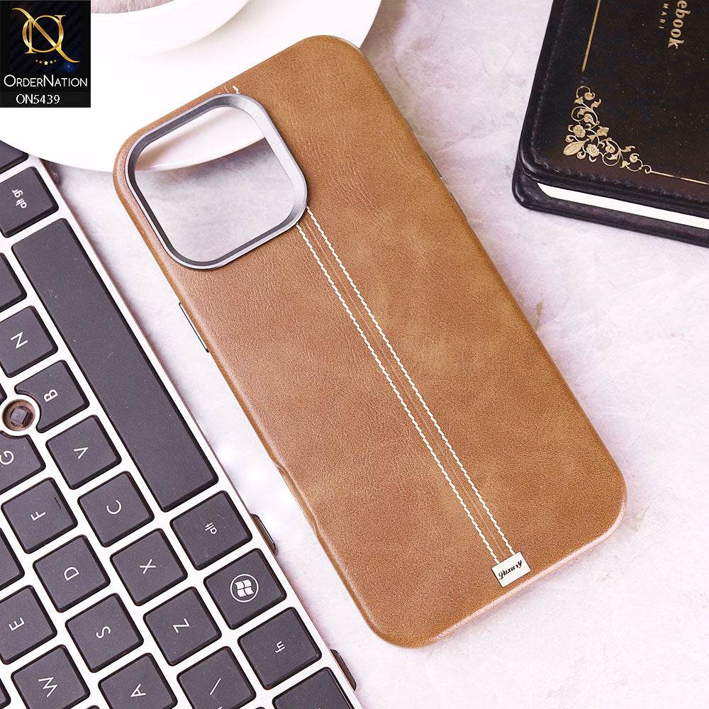 iPhone 16 Pro Max Cover - Brown -Premium Leather Liner Shell Case - Futurestore.pk