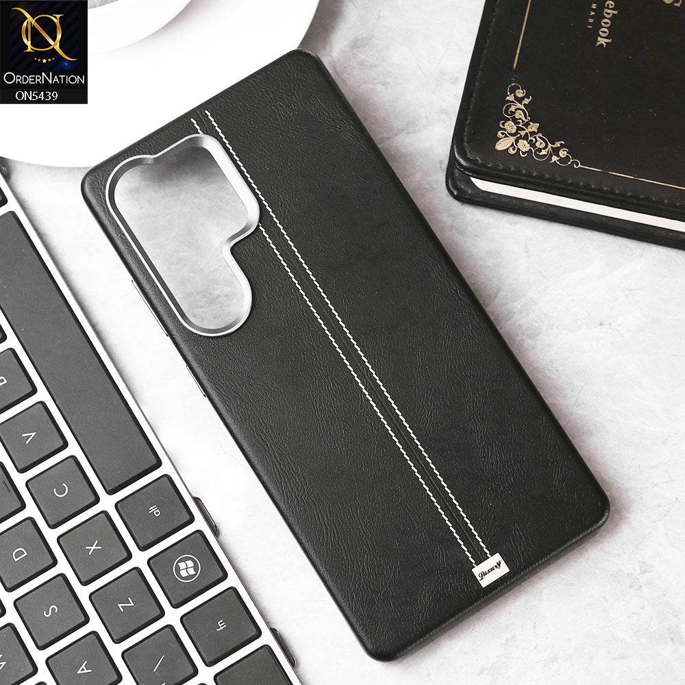 Samsung Galaxy S24 Ultra Cover - Black -Premium Leather Liner Shell Case