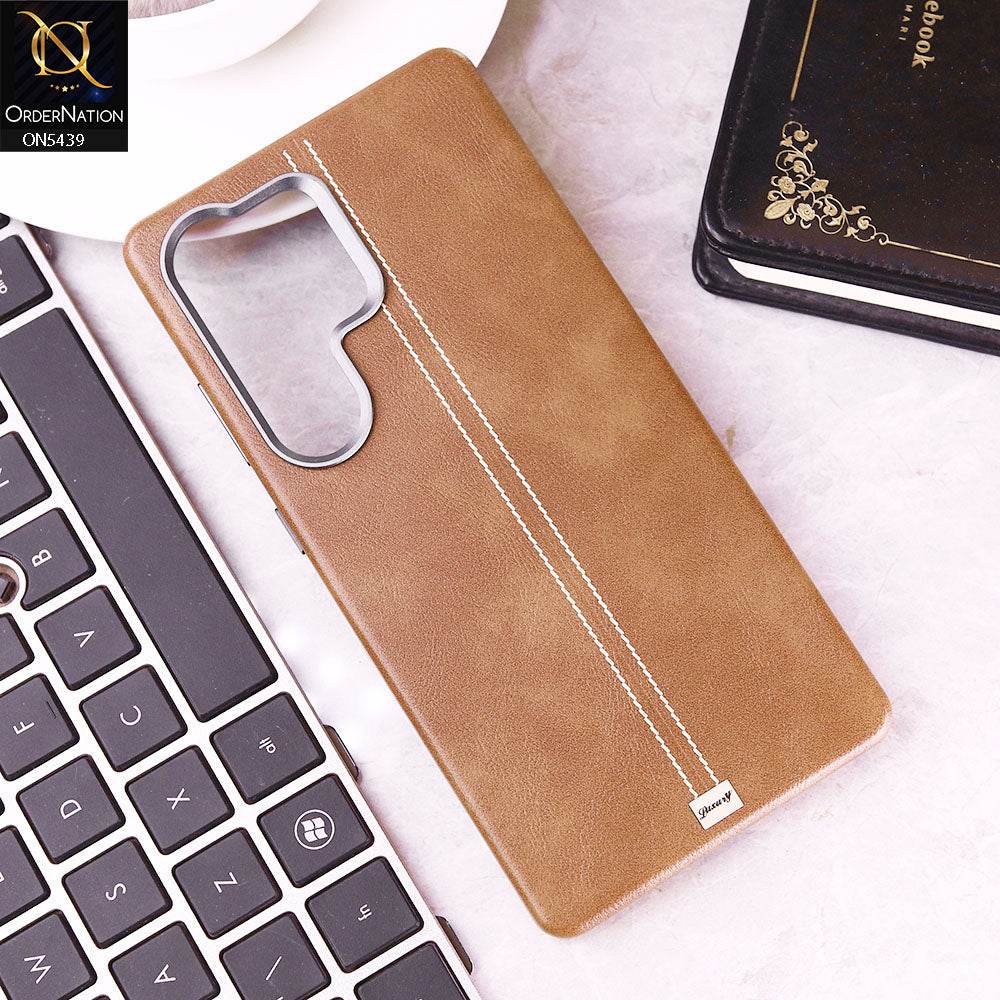 Samsung Galaxy S25 Ultra Cover - Brown -Premium Leather Liner Shell Case