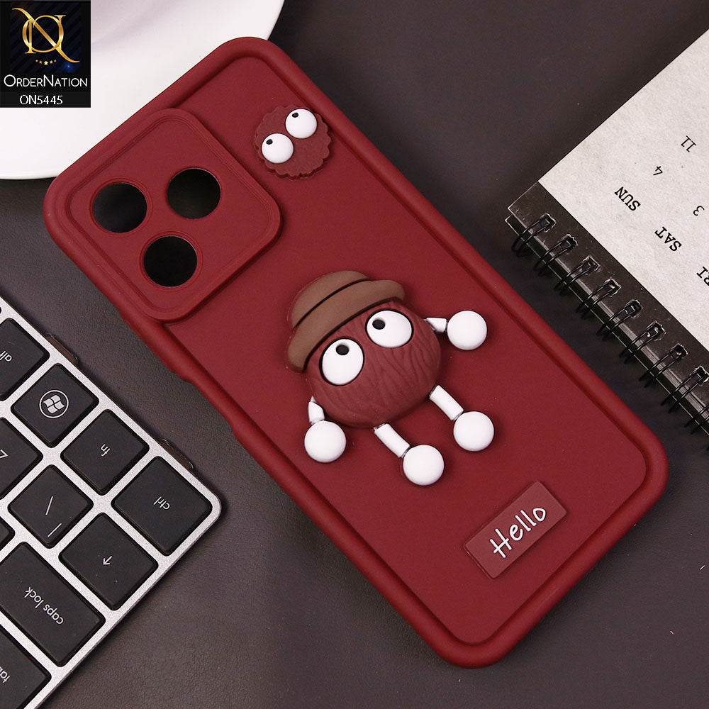 Infinix Note 50 4G Cover - Maroon - Cute 3D Cartoon Soft Case - Futurestore.pk