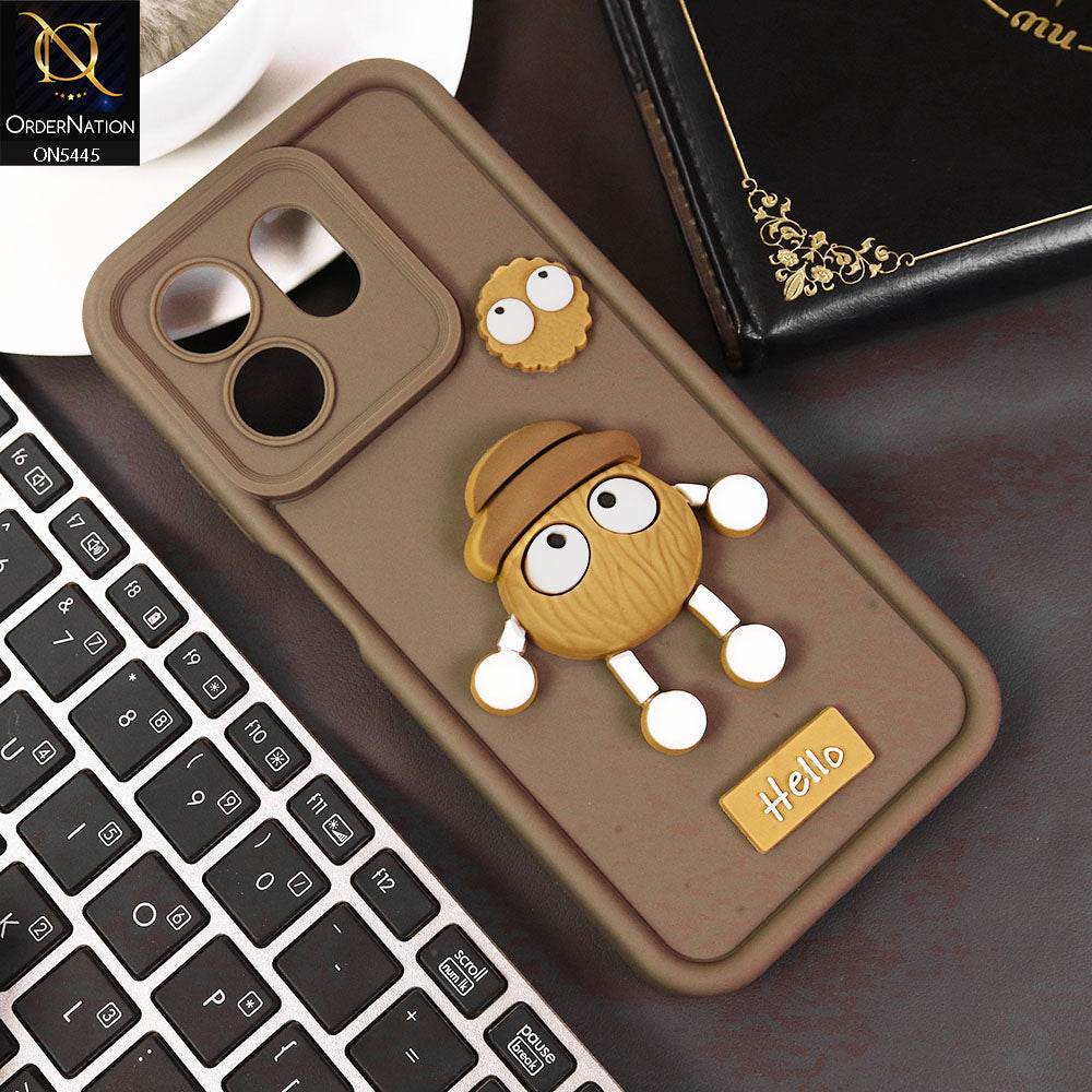Infinix Smart 9 HD Cover - Brown - Cute 3D Cartoon Soft Case - Futurestore.pk