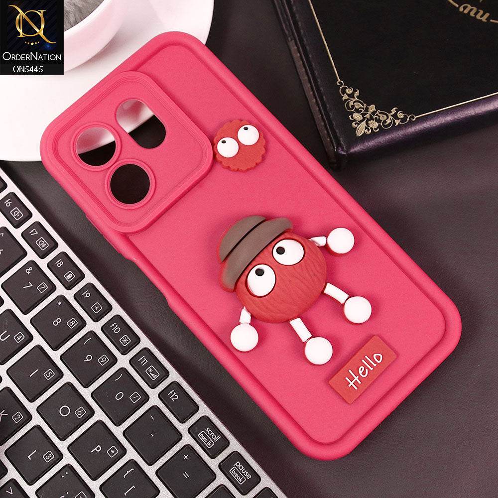 Infinix Smart 9 HD Cover - Dark Pink - Cute 3D Cartoon Soft Case - Futurestore.pk