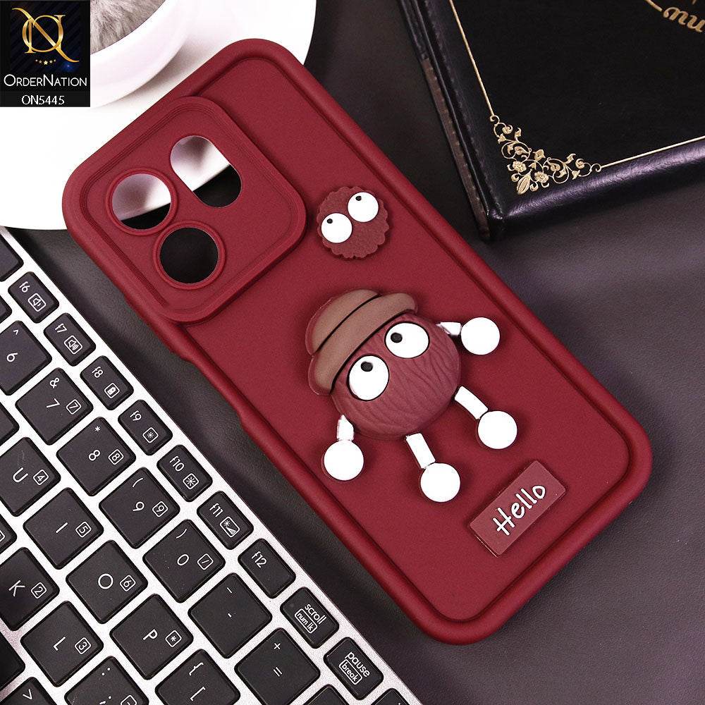 Infinix Smart 9 HD Cover - Maroon - Cute 3D Cartoon Soft Case - Futurestore.pk