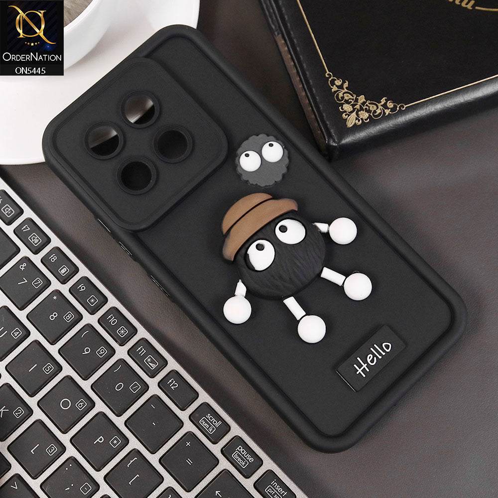 Tecno Spark 30 Pro Cover - Black - Cute 3D Cartoon Soft Case - Futurestore.pk