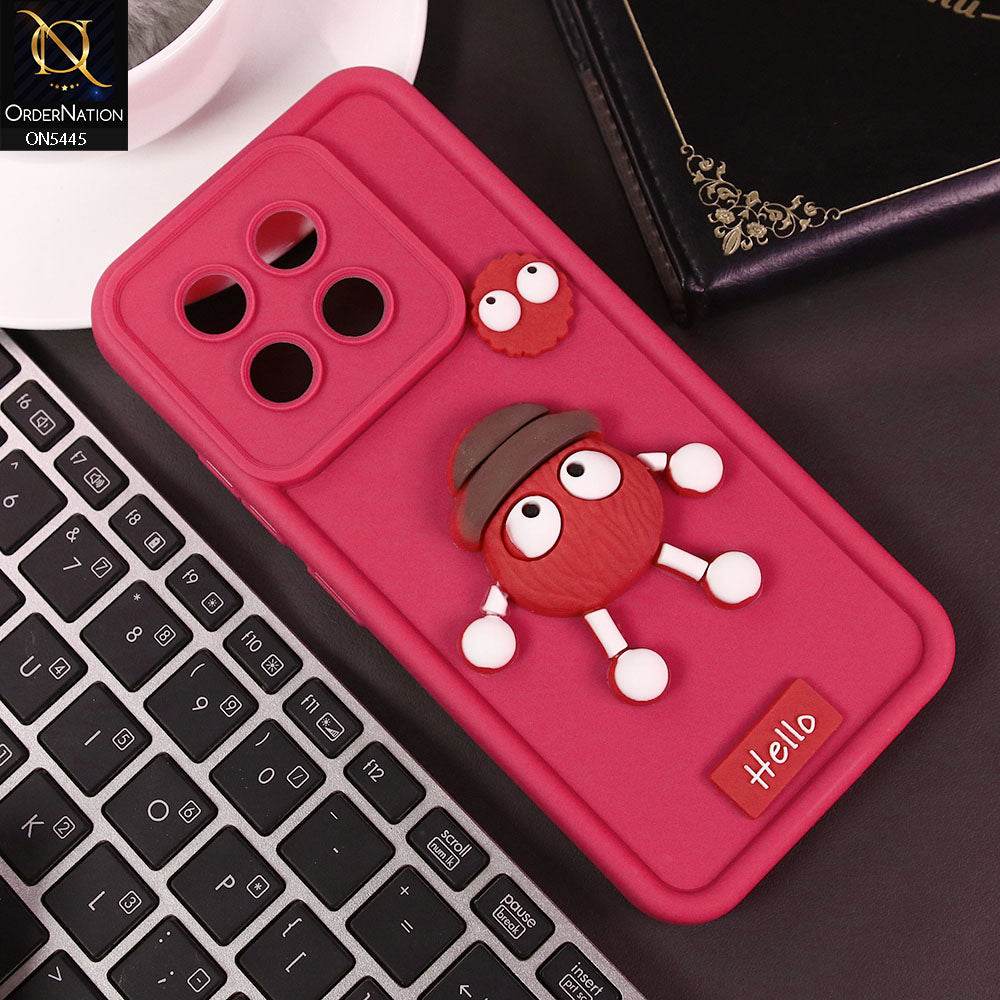 Tecno Spark 30 Pro Cover - Dark Pink - Cute 3D Cartoon Soft Case - Futurestore.pk
