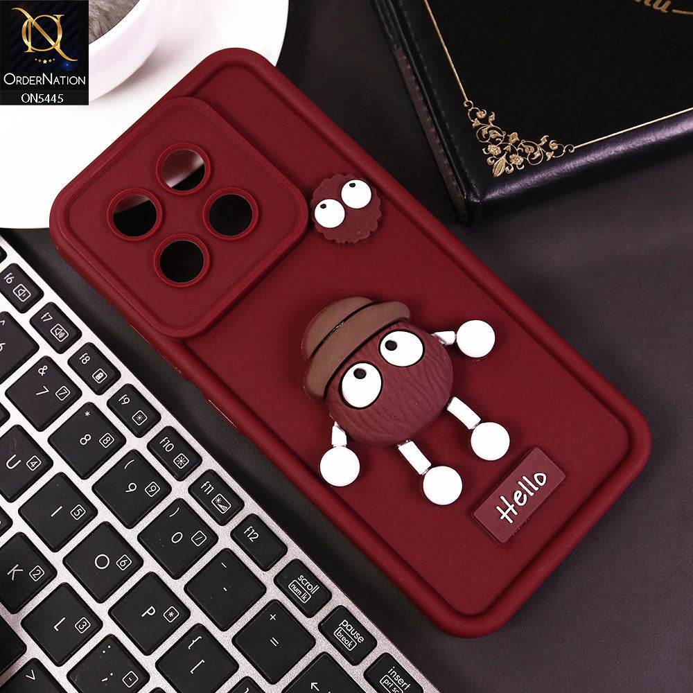 Tecno Spark 30 Pro Cover - Maroon - Cute 3D Cartoon Soft Case - Futurestore.pk