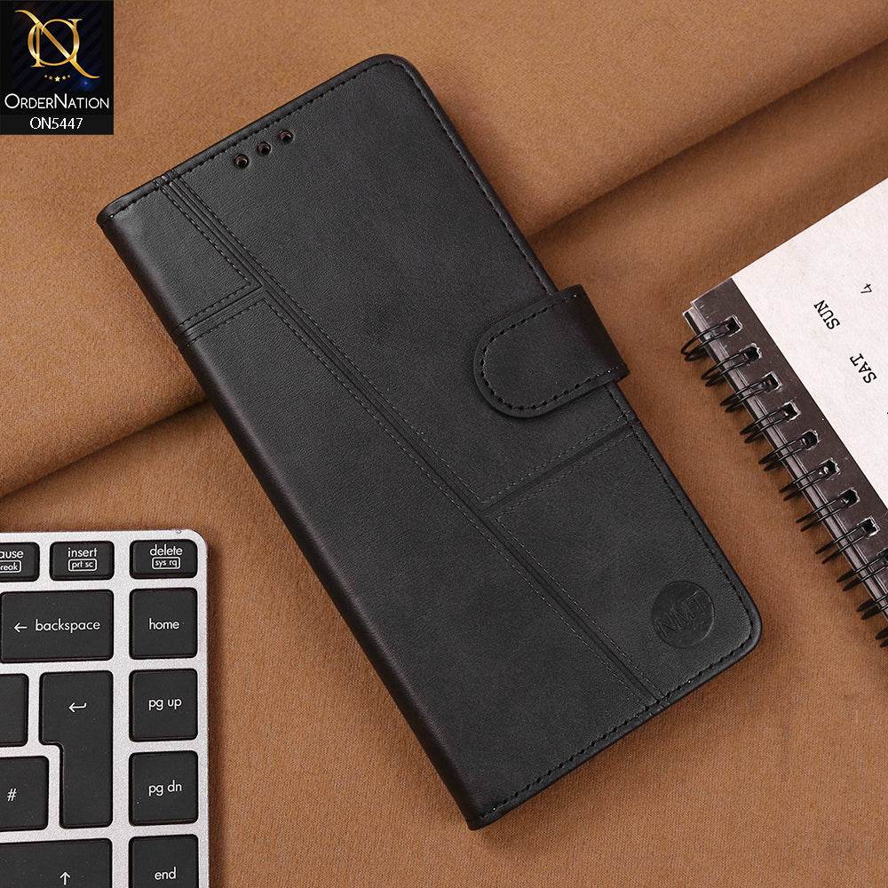 Infinix Zero 40 4G Cover - Black - Premium Leather Megantic Flip Book Covers With Card Holding Option - Futurestore.pk
