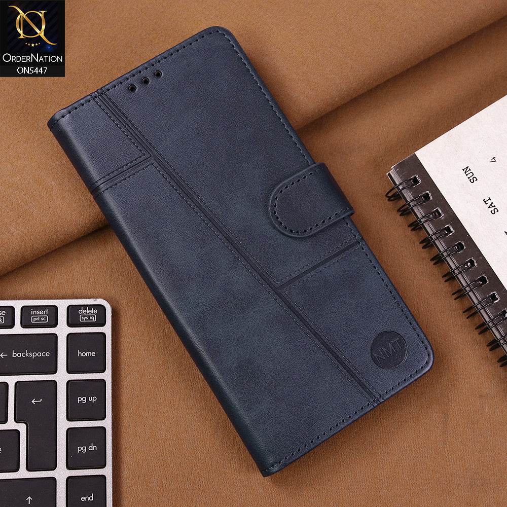 Samsung Galaxy A56 Cover - Blue - Premium Leather Megantic Flip Book Covers With Card Holding Option - Futurestore.pk
