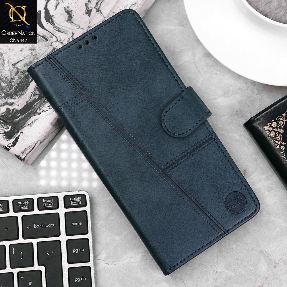 Samsung Galaxy S21 FE 5G Cover - Blue - Premium Leather Megantic Flip Book Covers With Card Holding Option