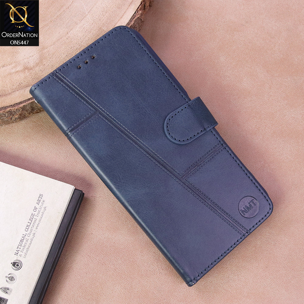 iPhone 17 Pro Max  Cover - Blue - Premium Leather Megantic Flip Book Covers With Card Holding Option