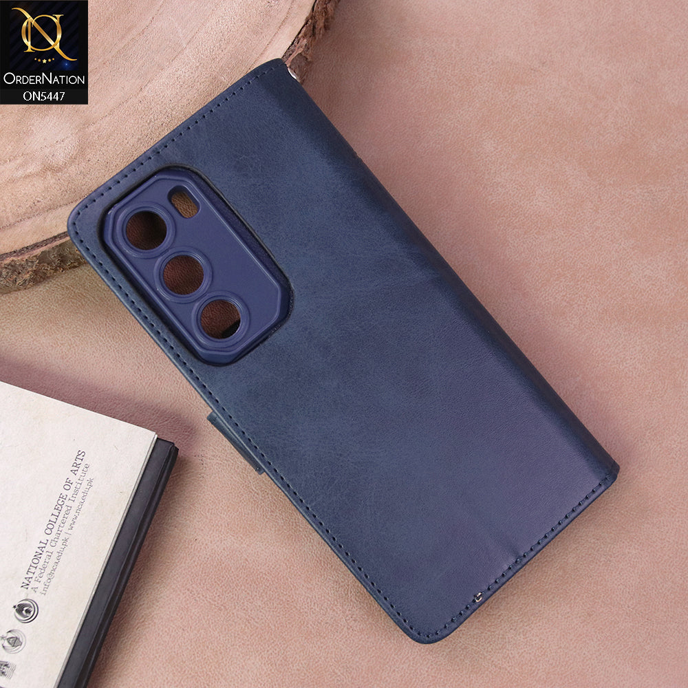 Infinix Hot 60 Pro Plus Cover - Blue - Premium Leather Megantic Flip Book Covers With Card Holding Option